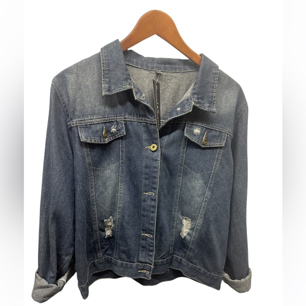 L/XL. NWT. Sacred Threads Dark Blue Jean Jacket. BL/RD12 - Picture 1 of 2